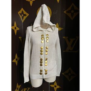Just B Sparkly, Hooded, Cardigan Sweater Size Small
